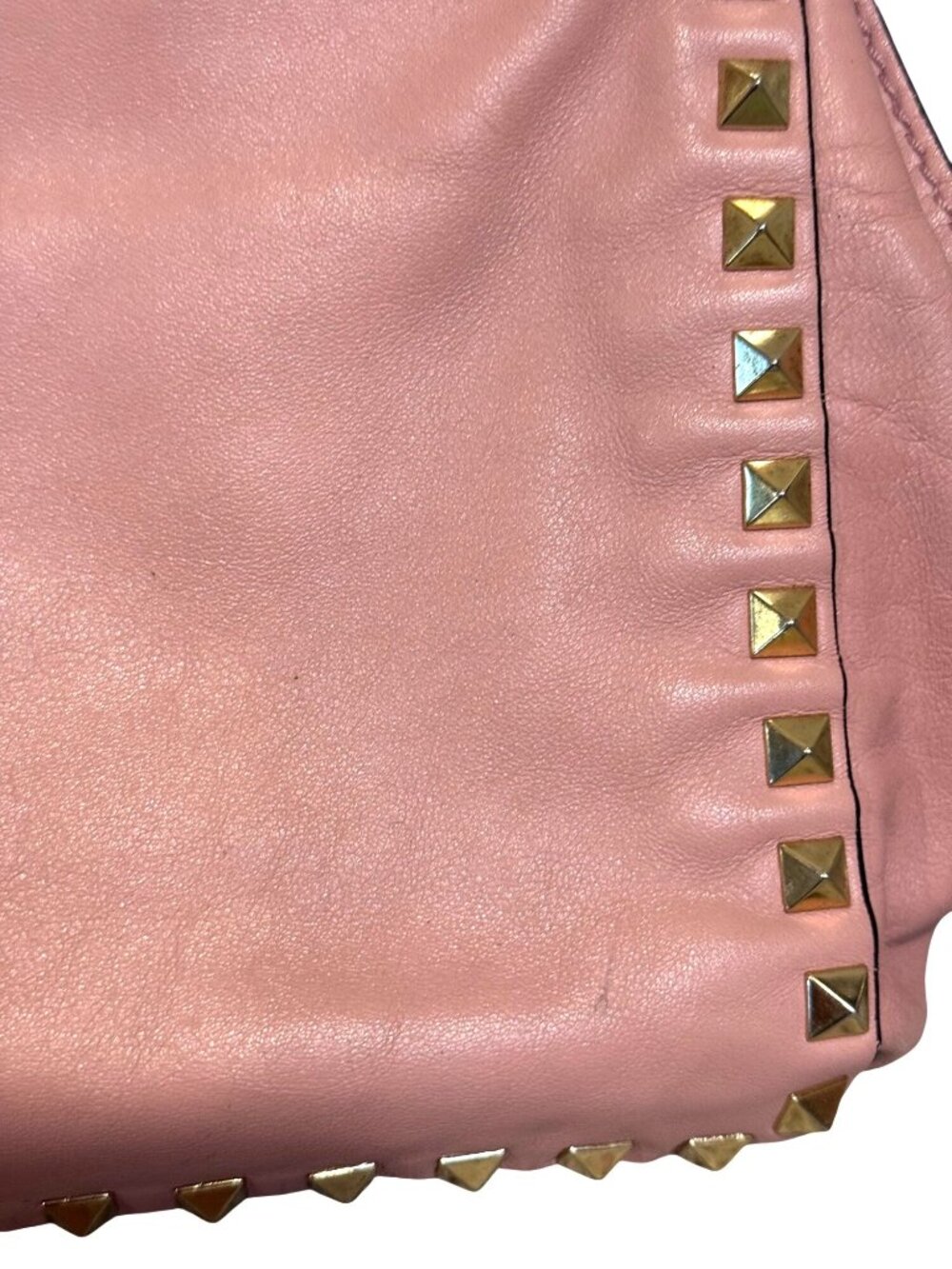 Valentino Garavani Pink Leather Rockstud Trapeze Small Tote Bag with COA - Picture 8 of 15
